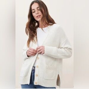 Jenni Kayne Cozy Cream Knit Cody Cardigan Ivory/White Women’s Medium